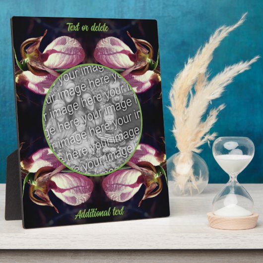 ワイルドピンクレディスリッパーオーキッド自分の写真を追加 フォトプラーク (側面)