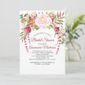 ワイルドピンクローズグリーンリーブライダルシャワー 招待状 (スタンド正面)