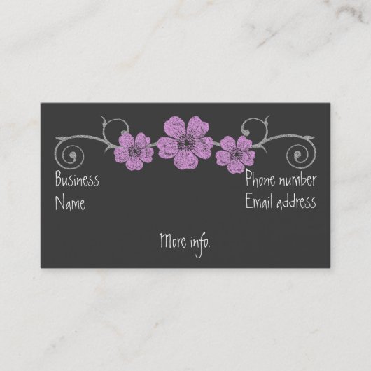 ワイルドピンクローズチョークボードビジネスカード 名刺 (正面)