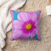 ワイルドピンク&ブルーフラワーピロー クッション (ブランケット)