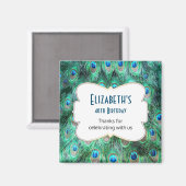 ワイルドピーコックフェザーパーソナライズされた誕生日の恩恵 マグネット (正面/裏面)