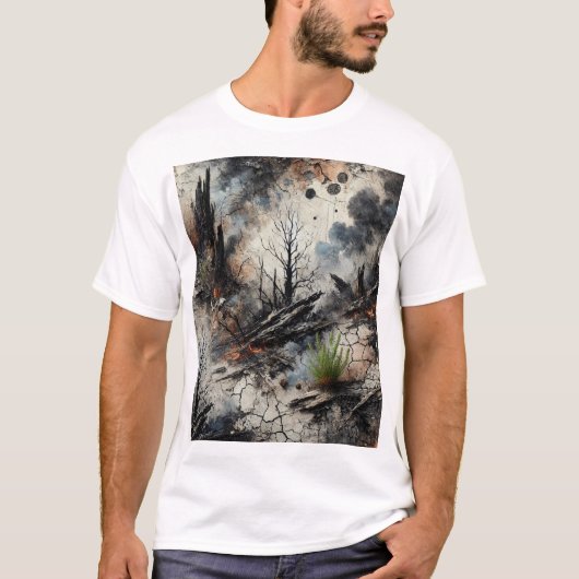 ワイルドファイア抽象芸術アートTシャツ Tシャツ (正面)