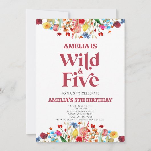 ワイルドファイブワイルドフラワー5th誕生日パーティー 招待状 (正面)