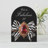 ワイルドファブラス50誕生日ゼブラボーレッドジュエル 招待状 (スタンド正面)