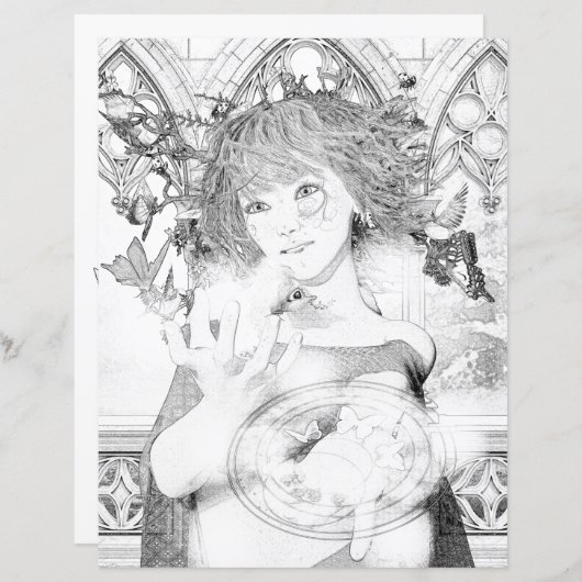 ワイルドフェアリーウィッチカラーリングページ紙 (正面/裏面)