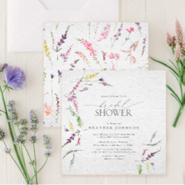 ワイルドフエレガントラワー水色フローラブライダルシャワー 招待状