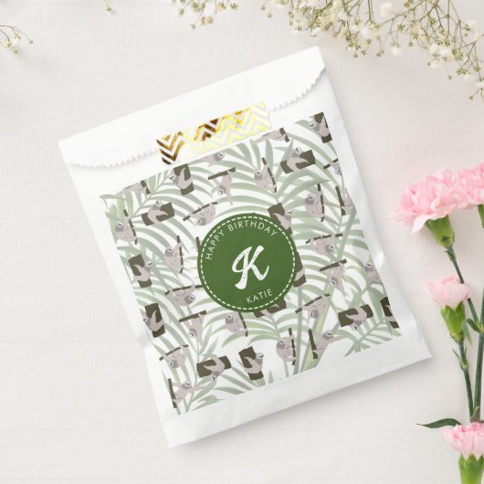 ワイルドフォレストのかわいいナマケモノ柄誕生日 フェイバーバッグ (封をした状態)