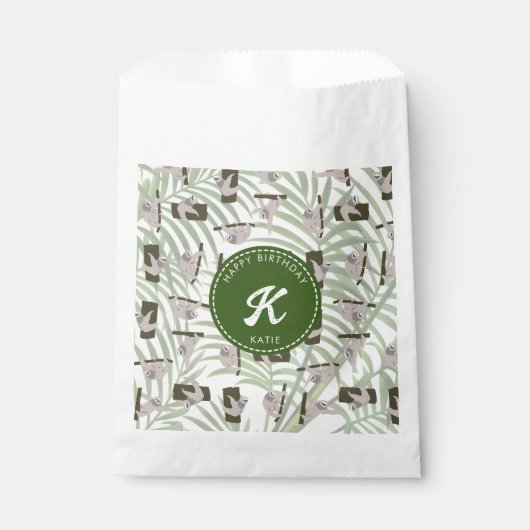 ワイルドフォレストのかわいいナマケモノ柄誕生日 フェイバーバッグ (正面)