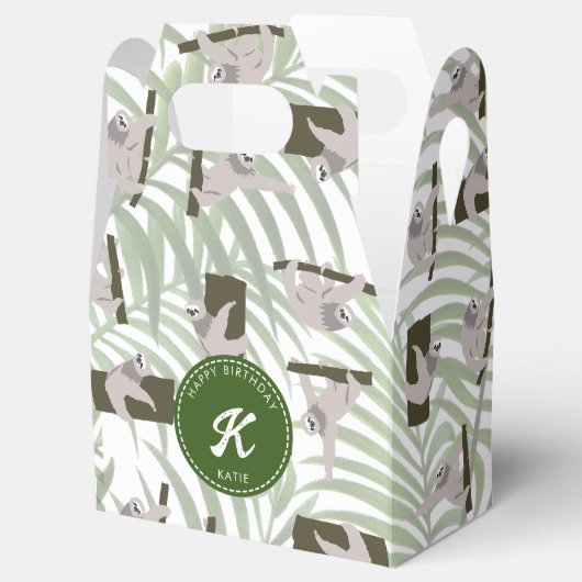 ワイルドフォレストのかわいいナマケモノ柄誕生日 フェイバーボックス (オープン)