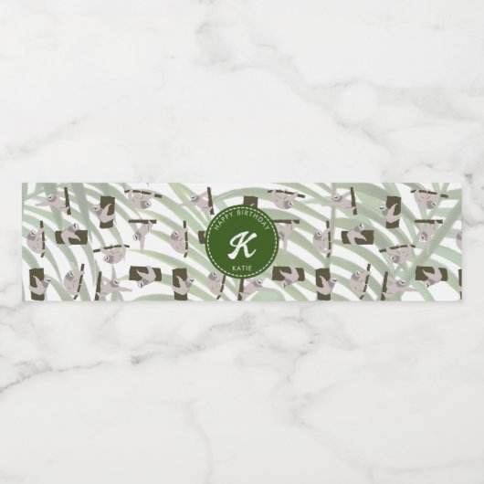 ワイルドフォレストのかわいいナマケモノ柄誕生日 ペットボトルラベル (シングルラベル)