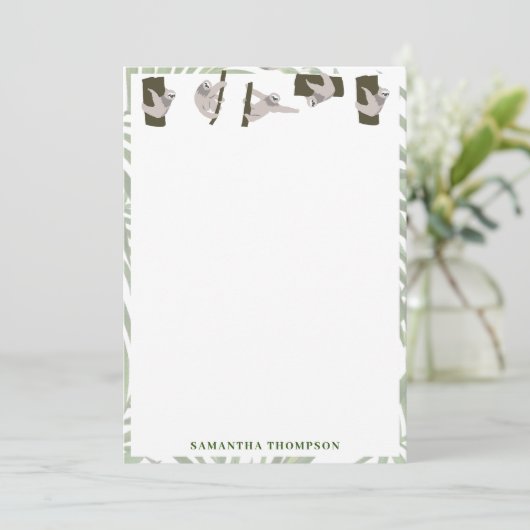 ワイルドフォレストのかわいいナマケモノ柄 サンキューカード (スタンド正面)