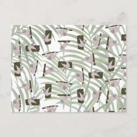 ワイルドフォレストのかわいいナマケモノ柄 シーズンポストカード (正面)