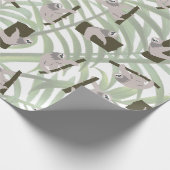 ワイルドフォレストのかわいいナマケモノ柄 ラッピングペーパー (角)