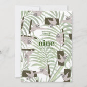 ワイルドフォレストの誕生日パーティーでかわいいナマケモノ 招待状 (正面)