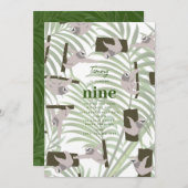 ワイルドフォレストの誕生日パーティーでかわいいナマケモノ 招待状 (正面/裏面)