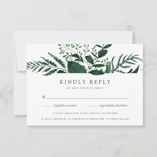 ワイルドフォレストの食事の選択RSVPカード 出欠カード (正面)