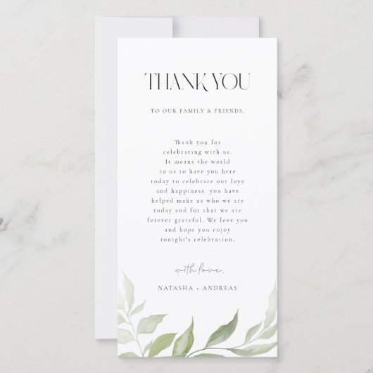 ワイルドフォレストウェディングレセプションテーブルサンキュー サンキューカード (正面)