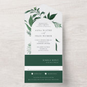 ワイルドフォレストグリーンボタニカルアーチ結婚ズ オールインワン招待状 (内側)