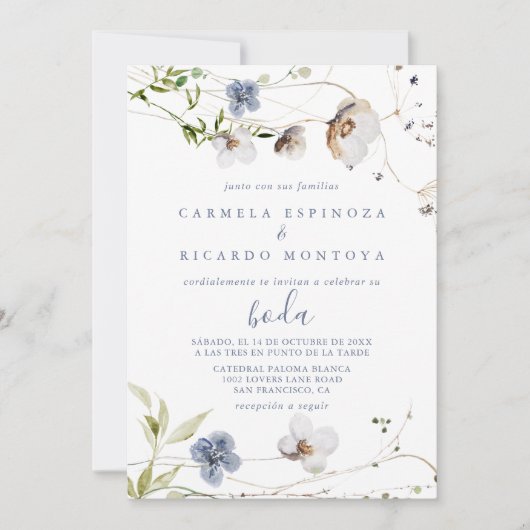 ワイルドフォレストスペインのフローラ結婚ズ 招待状 (正面)