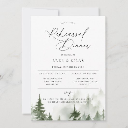 ワイルドフォレストパインズリハーサルディナー 案内状 (正面)