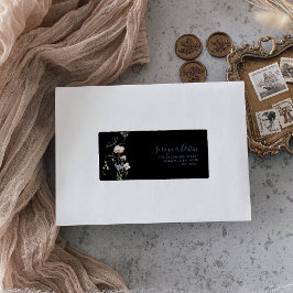 ワイルドフォレストフローラブラックウェディングRSVPアドレス ラベル