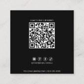 ワイルドフォレストフローラミニマル白黒QRコード スクエア名刺 (裏面)