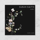 ワイルドフォレストフローラミニマル白黒QRコード スクエア名刺 (正面)