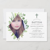 ワイルドフォレスト緑のバプテスマまたは《キリスト教》洗礼式や命名式 招待状 (正面)