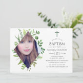 ワイルドフォレスト緑のバプテスマまたは《キリスト教》洗礼式や命名式 招待状 (スタンド正面)
