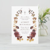 ワイルドフラワかわいらしーシンプルズクロスガールズバプテスマ 招待状 (スタンド正面)