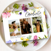 ワイルドフラワはっきりしたー3枚の写真卒業2025 招待状