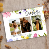 ワイルドフラワはっきりしたー3枚の写真卒業2025 招待状