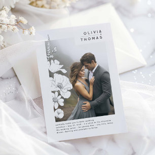 ワイルドフラワエレガントーのロマ結婚ティックな写真 招待状