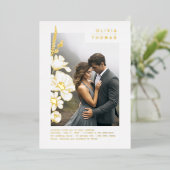 ワイルドフラワエレガントーのロマ結婚ティックな写真 箔招待状 (立ち正面)