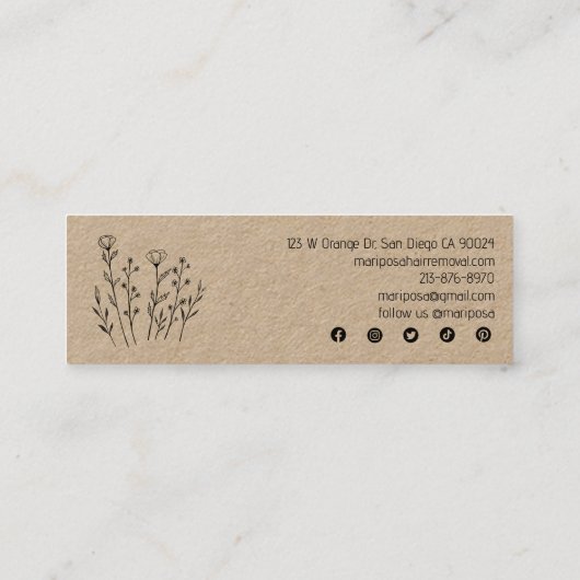 ワイルドフラワエレガントーカスタムのソーシャルアイコンKRAFT スキニー名刺 (裏面)