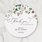 ワイルドフラワエレガントーブライダルシャワーメッセージカード フェイバータグ (裏面)