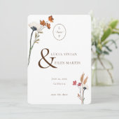 ワイルドフラワエレガントーラブイニシャル日付を保存 招待状 (スタンド正面)