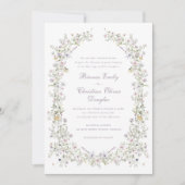 ワイルドフラワエレガントーリース赤面ピンク結婚ズ 招待状 (正面)