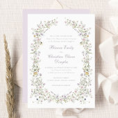 ワイルドフラワエレガントーリース赤面ピンク結婚ズ 招待状