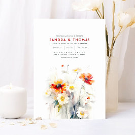 ワイルドフラワエレガントーロマン結婚ティック 招待状