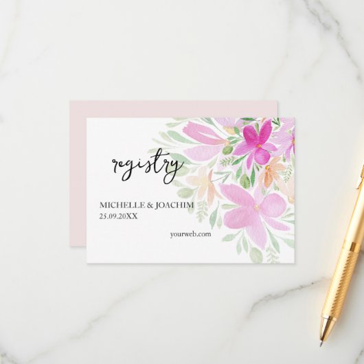 ワイルドフラワエレガントー水彩画囲みカード エンクロージャーカード (正面/裏面インサイチュ)