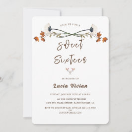 ワイルドフラワエレガントー王室のスウィート16誕生日パーティー 招待状