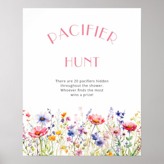 ワイルドフラワカラフルーおしゃぶり狩りベビーシャワー ポスター (正面)