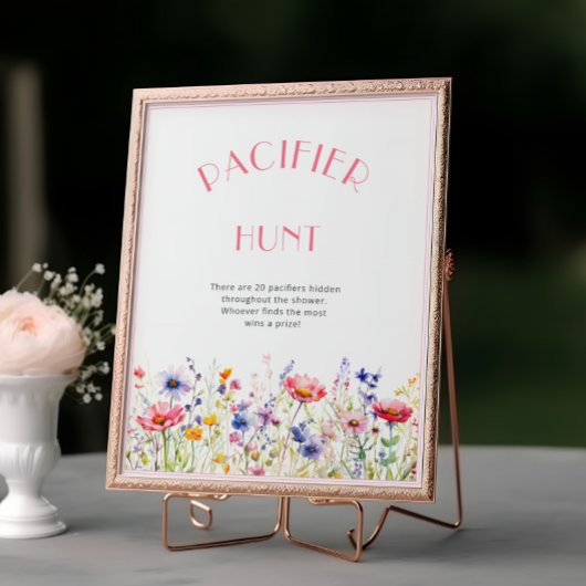 ワイルドフラワカラフルーおしゃぶり狩りベビーシャワー ポスター