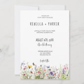 ワイルドフラワカラフルーのqrコードRSVP結婚背面 招待状 (正面)