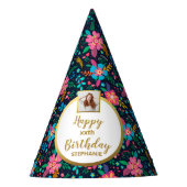 ワイルドフラワカラフルーカスタムズ写真ハッピーバースデー パーティーハット (正面)