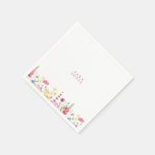 ワイルドフラワカラフルーカスタムピンク名ベビーシャワー スタンダードカクテルナプキン (角)