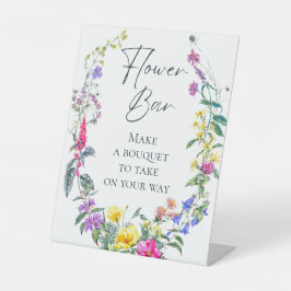 ワイルドフラワカラフルーパーティーブーケ花バーを作成 台座サイン