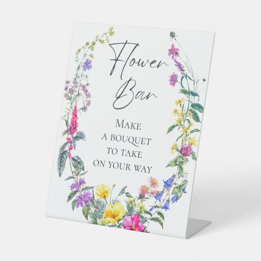 ワイルドフラワカラフルーパーティーブーケ花バーを作成 台座サイン (正面)