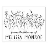 ワイルドフラワシンプルーラインアートフラワーズメドウカスタム ラバースタンプ (インプリント)